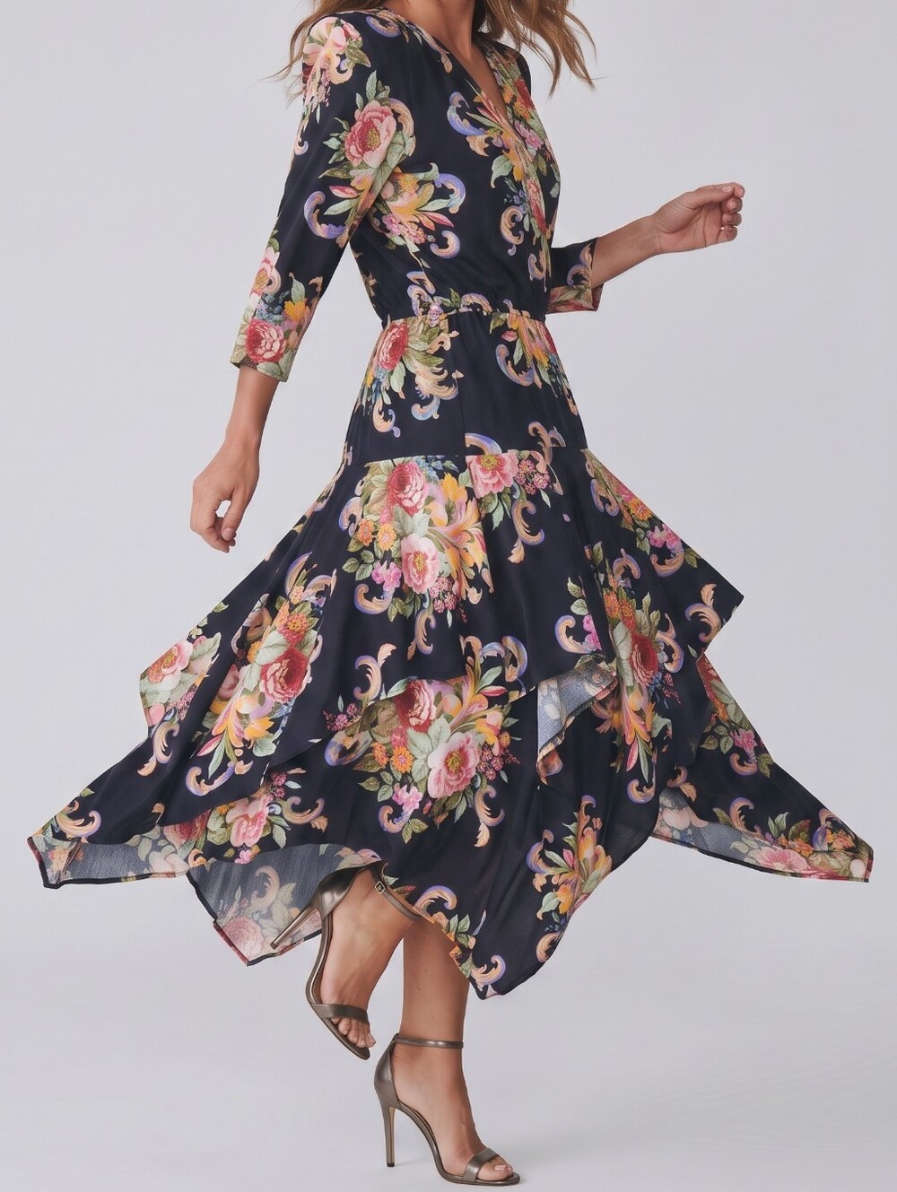 Vintage Ansley Handkerchief Bohemian Draped Dress